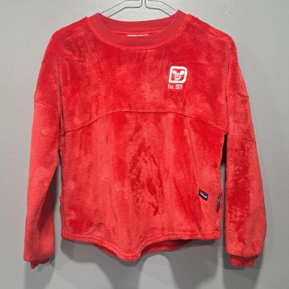 Disney Spirit Jersey Kids Red Fleece Mickey Mouse Walt Disney World‎ Pullover L